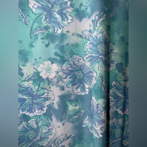 Just Be 1X Sleeveless Floral A-Line Dress blue,turquoise, mint and white —D - Picture 3 of 5